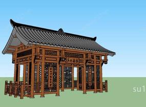中式古典亭（木结构）SU模型