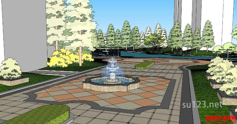 景观公园广场10SU模型下载草图大师sketchup模型