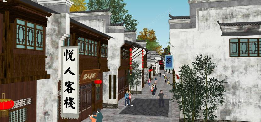 中式商业街commercialeSU模型