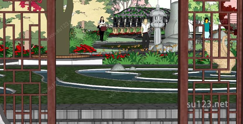 景观公园广场3SU模型下载草图大师sketchup模型