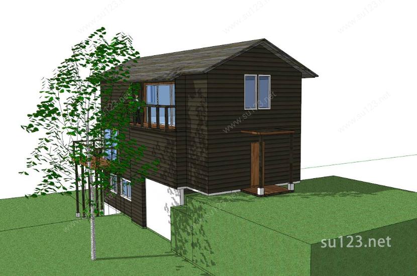 创意木质小别墅SketchUp模型SU模型