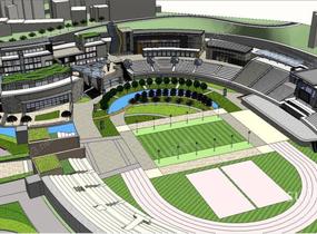 体育场改造为商业内街项目SketchUp模型SU模型