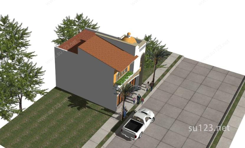 农村自建欧式风格别墅SketchUp模型SU模型下载草图大师sketchup模型