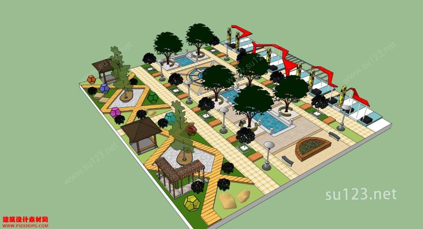 景观 公园 广场1-21SU模型下载草图大师sketchup模型