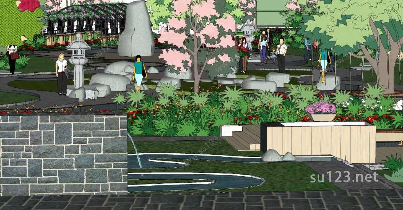 景观公园广场3SU模型下载草图大师sketchup模型