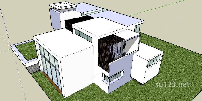 现代白色住宅SU模型下载草图大师sketchup模型