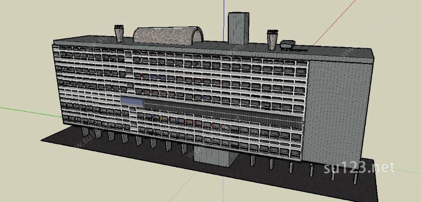 柯布西耶 马赛公寓SU模型下载草图大师sketchup模型