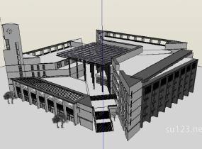 福州大学图书馆建筑设计SU模型