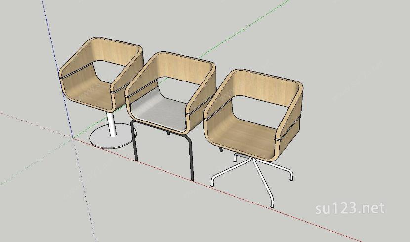 创意椅子凳子木质SU模型