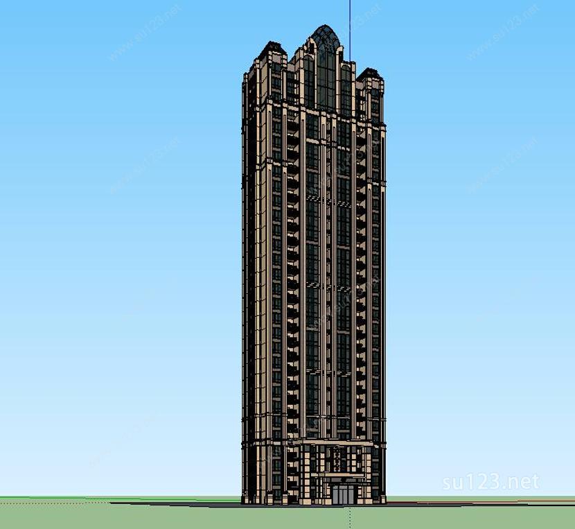 036法式高层建筑SU模型