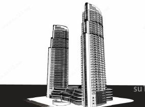 现代 高层 办公楼 写字楼 综合楼 110710SU模型