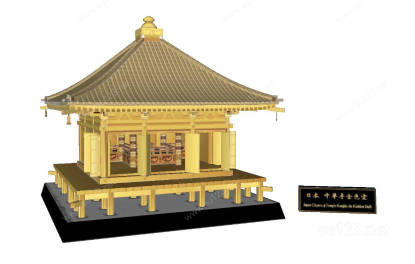 日式寺庙大殿SU模型