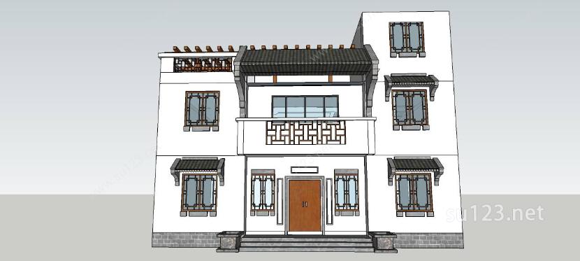 独栋中式风格别墅SU模型