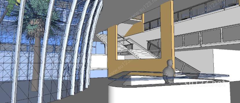 高校图书馆建筑设计SU模型下载草图大师sketchup模型