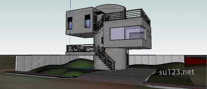住宅 混凝土SU模型