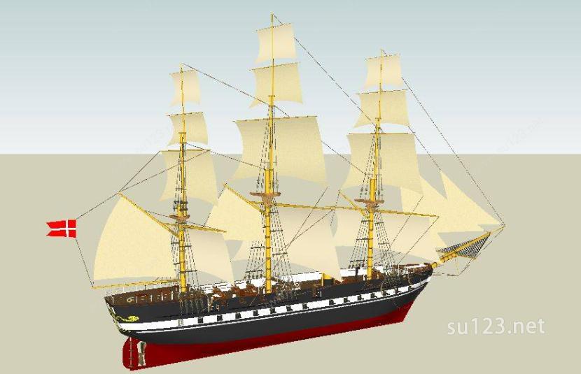 船 游轮 精细模型SU模型下载草图大师sketchup模型