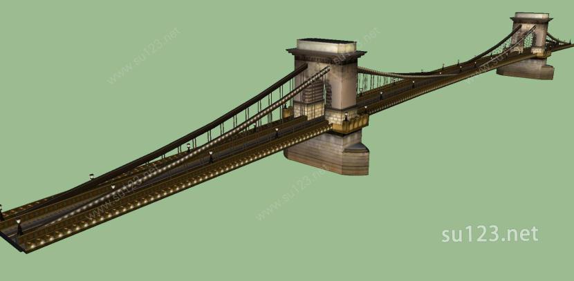 铁索桥SU模型