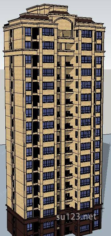 17层住宅单体SU模型