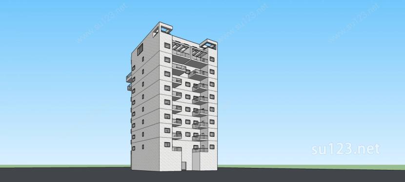 现代小高层住宅楼SU模型