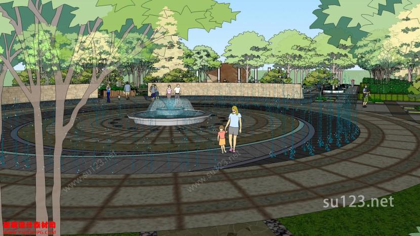 景观公园广场8SU模型下载草图大师sketchup模型