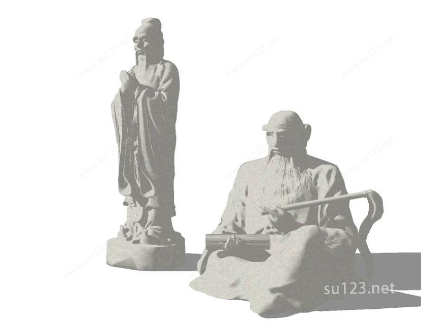 中国古代人物雕塑2SU模型