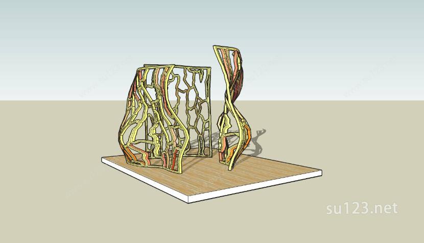 现代景观城市小品雕塑竹子亭塔43SU模型下载草图大师sketchup模型