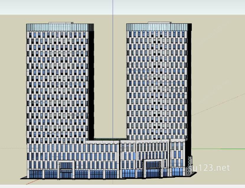对称式办公楼SU模型
