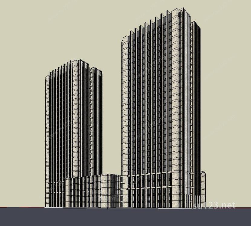 欧式风格 高层 酒店 模型0SU模型下载草图大师sketchup模型