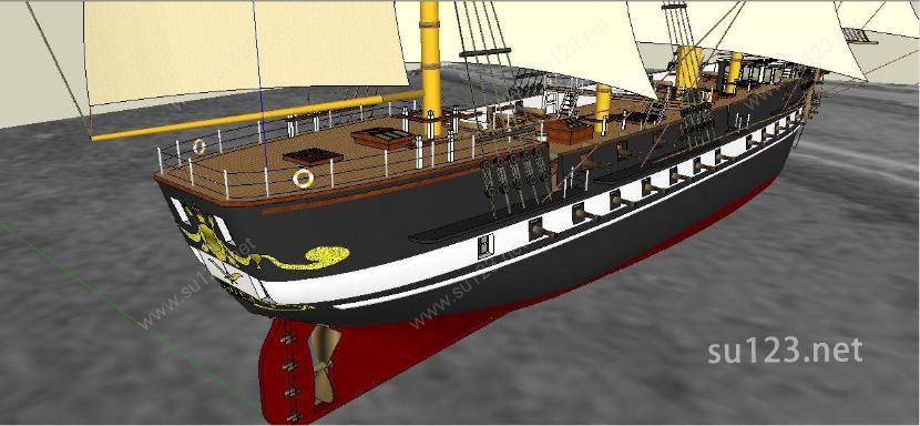 船 游轮 精细模型SU模型下载草图大师sketchup模型