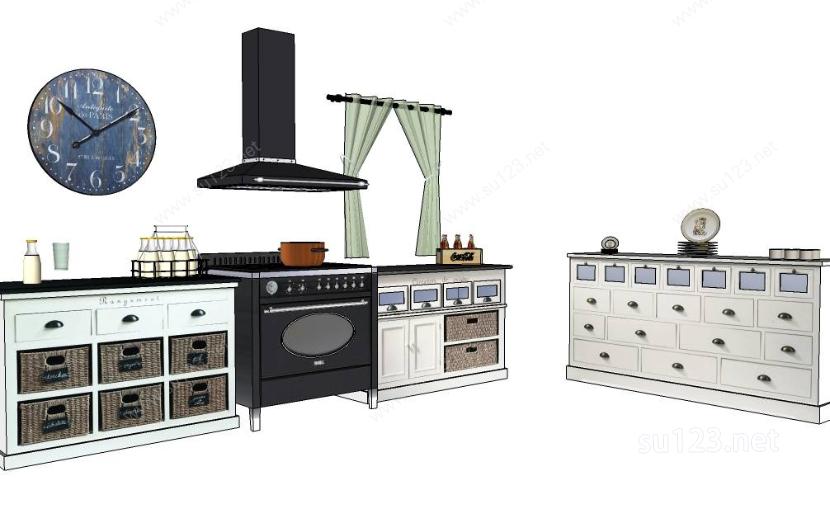 室内家具厨房4SU模型下载草图大师sketchup模型