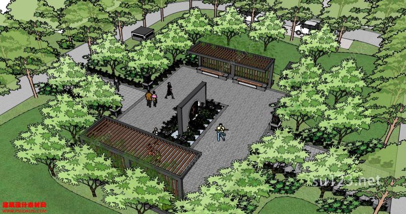 景观 公园 广场SU模型下载草图大师sketchup模型