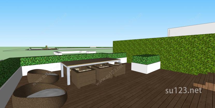 现代屋顶花园SU模型