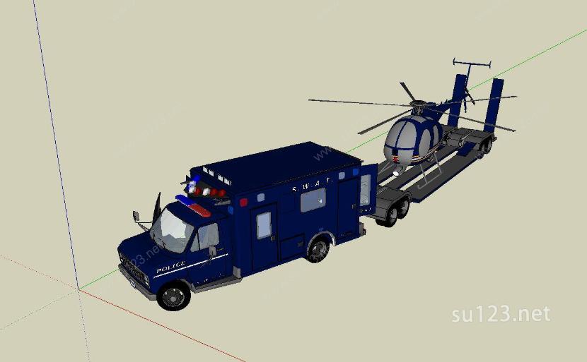 拉直升机出动SU模型下载草图大师sketchup模型