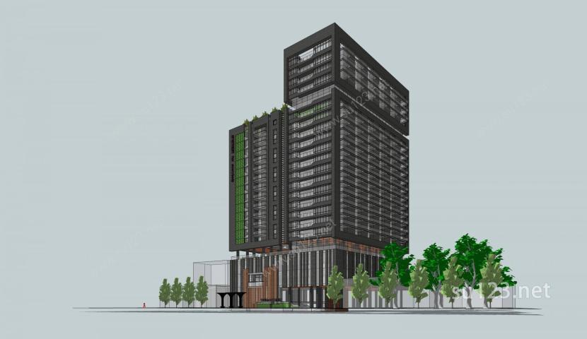 柬埔寨水晶公寓SU模型下载草图大师sketchup模型