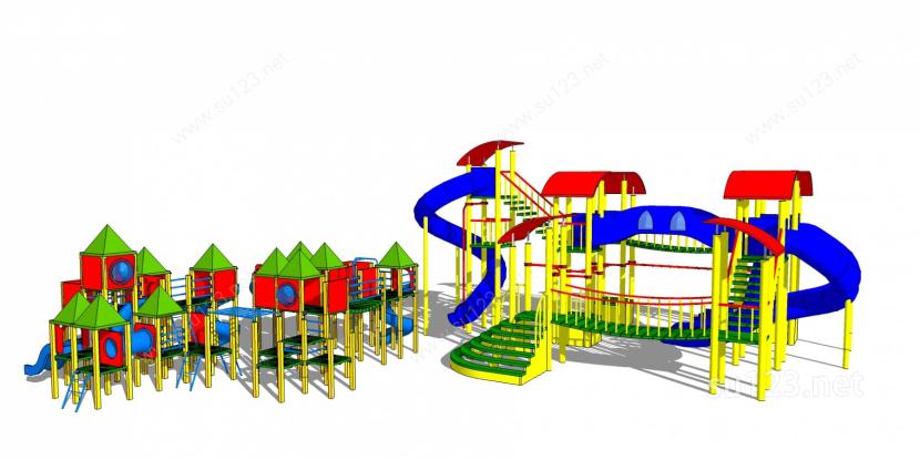 儿童景观游乐设施公园38SU模型