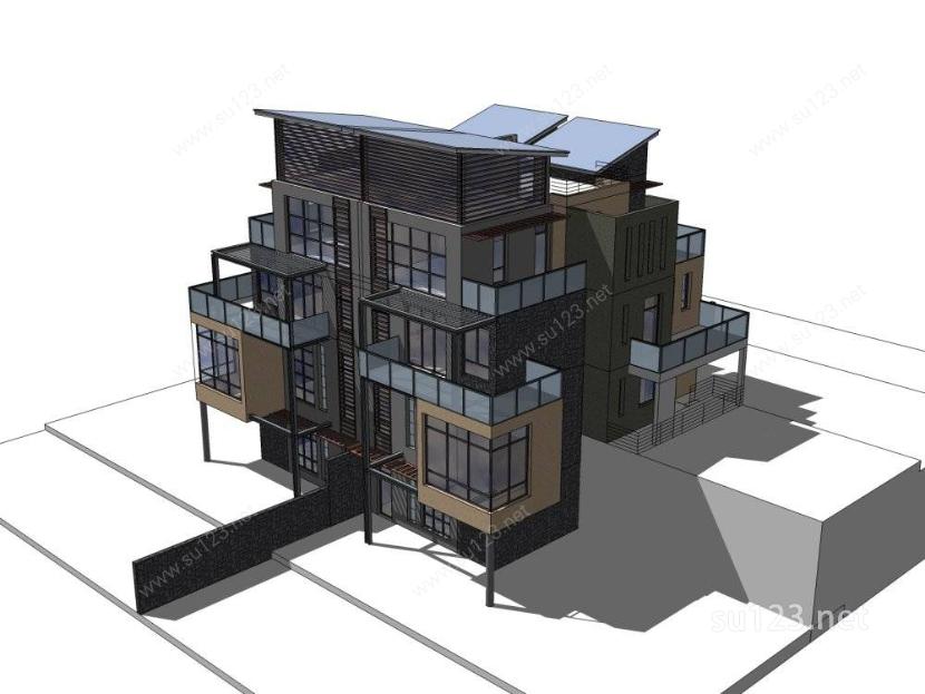 现代别墅设计12SU模型下载草图大师sketchup模型
