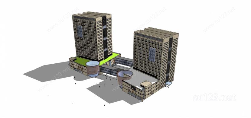 现代 高层 办公楼 写字楼 综合楼 111703SU模型下载草图大师sketchup模型