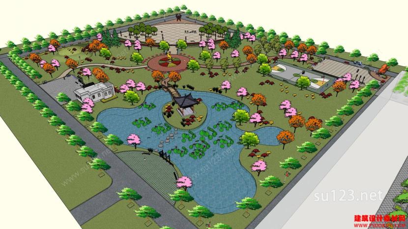 景观 公园 广场39SU模型下载草图大师sketchup模型