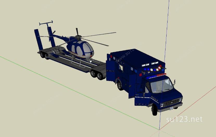 拉直升机出动SU模型下载草图大师sketchup模型