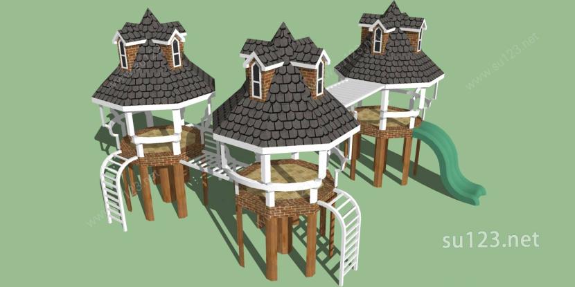儿童景观游乐设施公园4SU模型下载草图大师sketchup模型