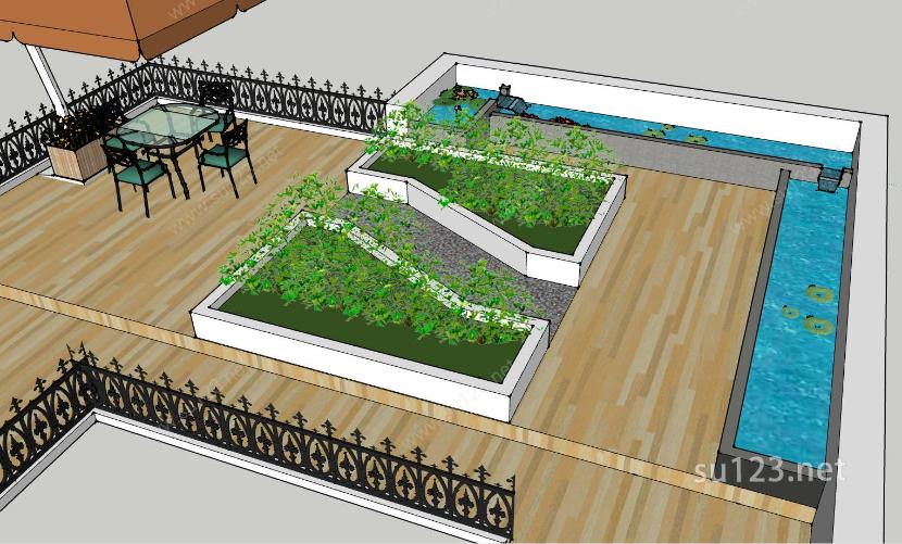 简单屋顶花园SU模型下载草图大师sketchup模型