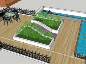 简单屋顶花园SU模型