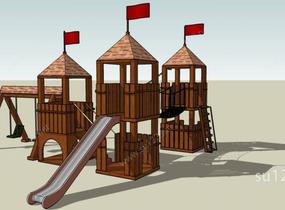儿童景观游乐设施公园45SU模型