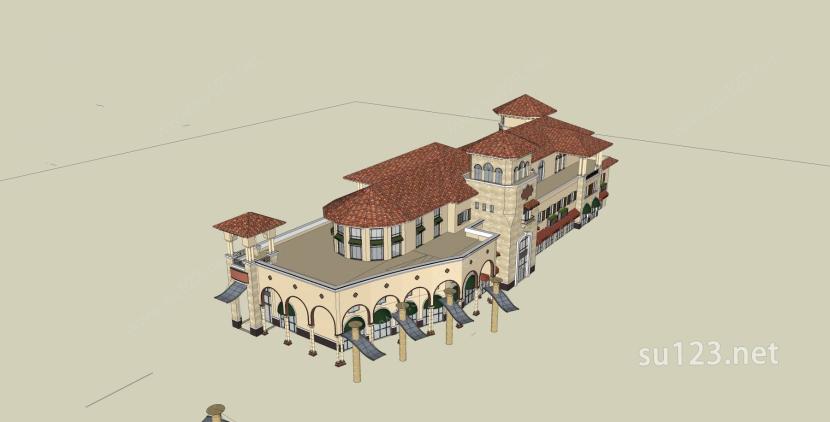 地中海风格商场SU模型下载草图大师sketchup模型