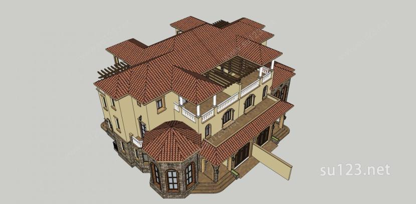 欧式  西班牙 别墅SU模型