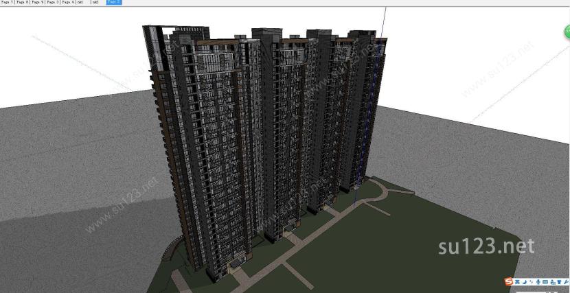 高层住宅户型ASU模型下载草图大师sketchup模型