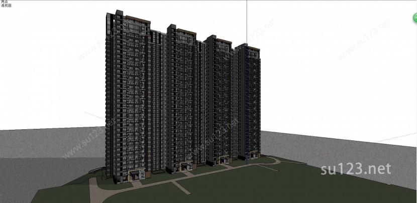 高层住宅户型ASU模型下载草图大师sketchup模型