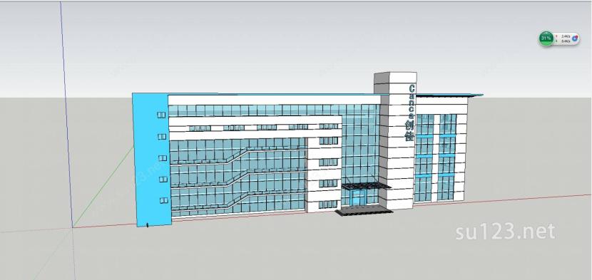 某科技园办公楼建筑设计方案草图大师模型SU模型