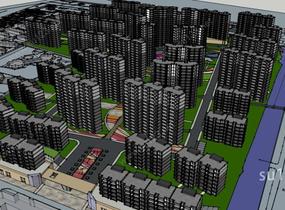 高层城市规划SU模型