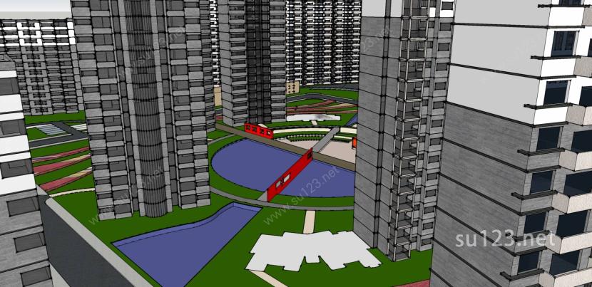 高层城市规划SU模型下载草图大师sketchup模型